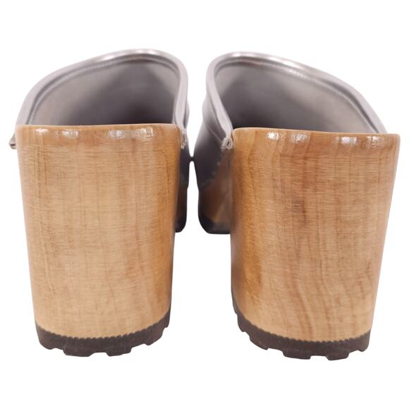 Sven Original Wide Collar Clogs High Heel Silver Metallic Leather Sz 40 EU - Picture 7 of 11